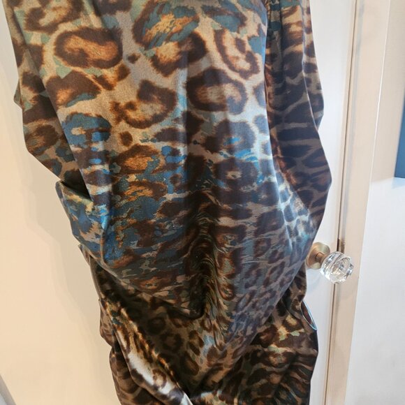 NICOLE MILLER leopard-print cocktail party dress - Size 12 - Picture 2 of 5